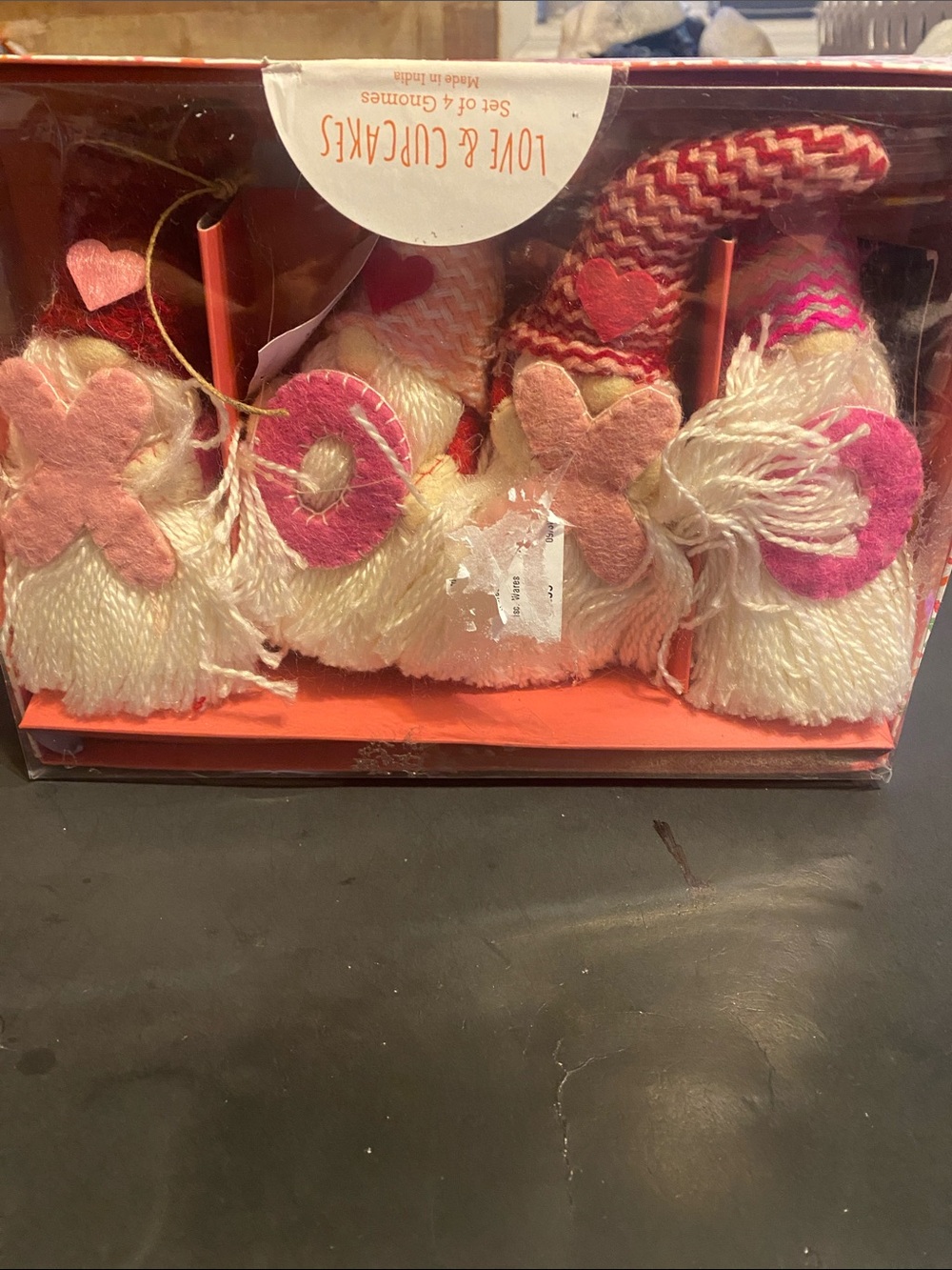 Love & Cupcakes Pink and Cream Knit Valentine's Gnome Set